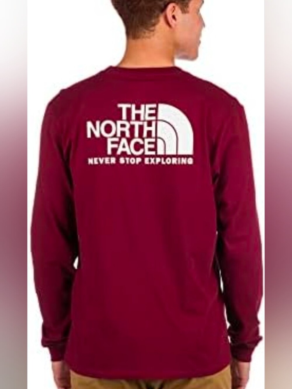 The North Face Men's Maroon Long-Sleeve Logo Shirt